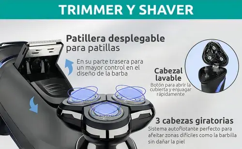 Afeitadora Shaver Rasuradora Recargable VGR V306 - Imagen 6